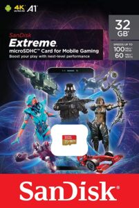 SANDISK EXTREME MICROSDHC SQXAF 32 GB V30,U3,C10,A1,UHS-100MB/s W,4x6,LIFETIME LIMITED,MOBILE GAMING SKU (SDSQXAF-032G-GN6GN)